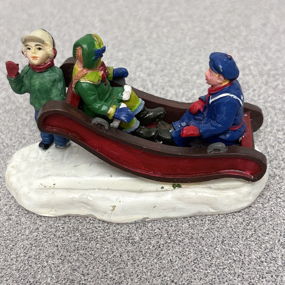 Lemax Christmas Village Children On Up And Down Toboggan Figurine